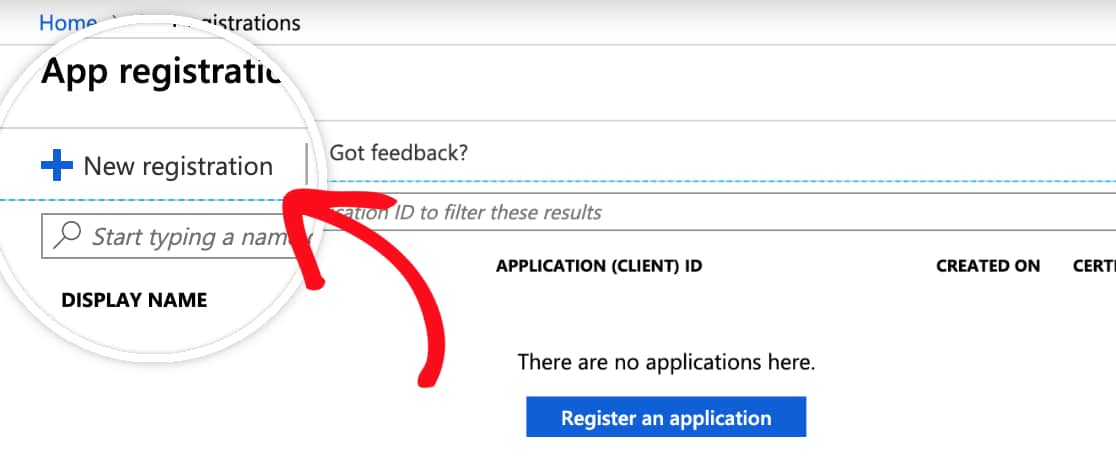 Click on New Registration - WP Mail SMTP Clique em New Registration (Novo registro)