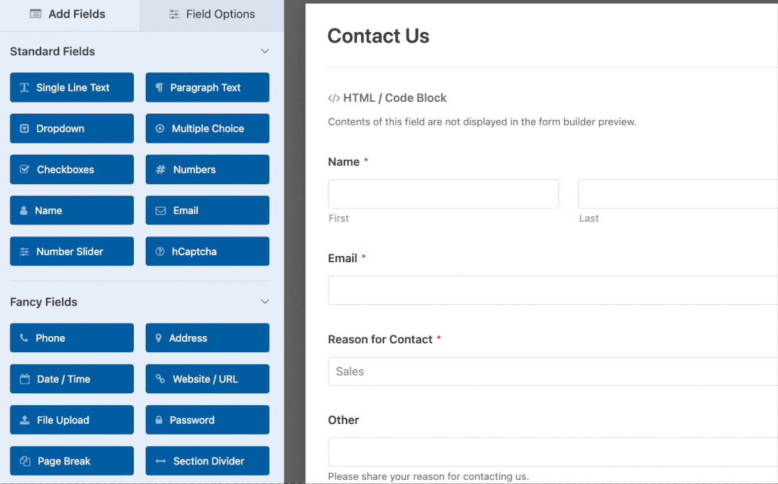 Adicionar um campo Phone a um formulário de contato no WPForms