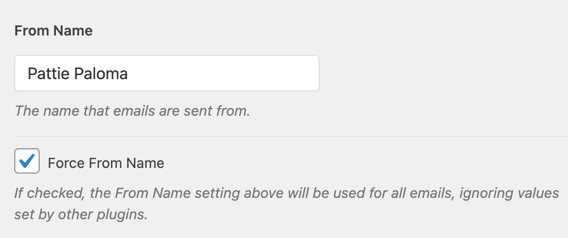 Introduzir um nome de remetente nas definições de SMTP do WP Mail
