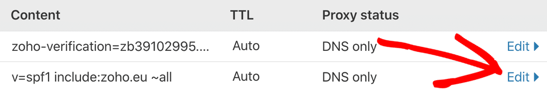 SPF-Eintrag in Cloudflare bearbeiten