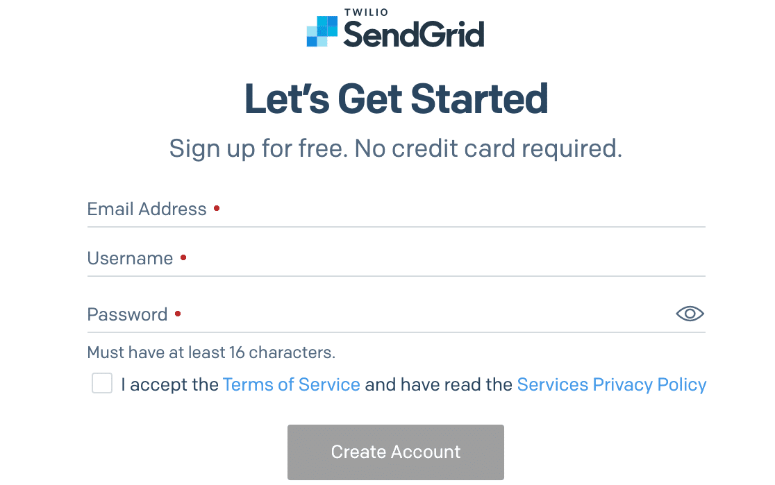 sendgrid-signup - WP Mail SMTP A página de inscrição do SendGrid