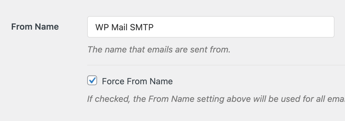 wp-mail-smtp-from-name - WP Mail SMTP A definição de Force From Name