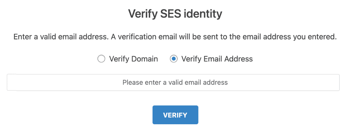 Vérifier le SES avec l'email