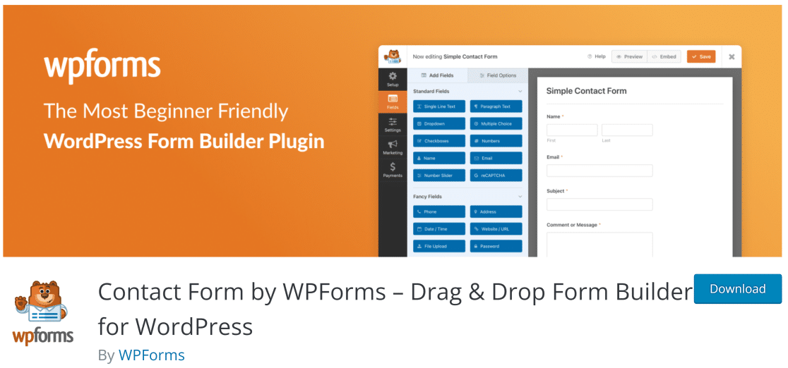 WPForms Lite - le meilleur constructeur de formulaires