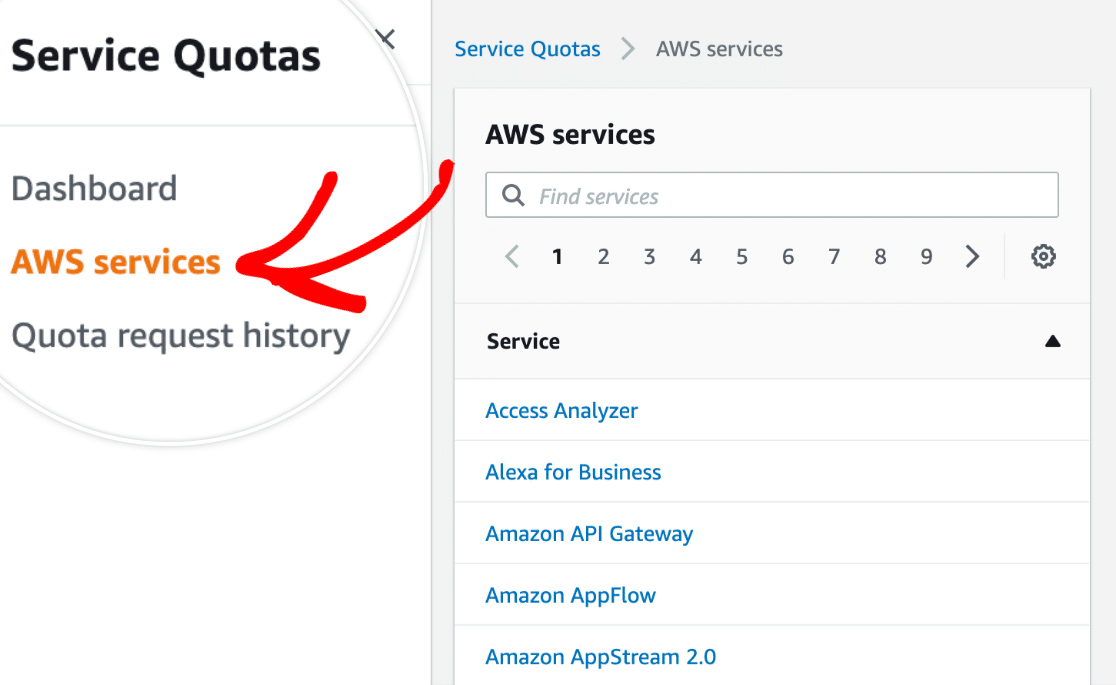 Option de services AWS