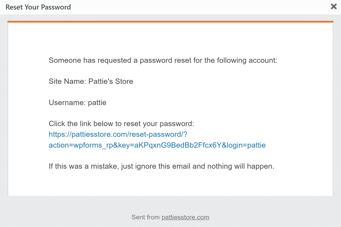 Email di reset della password