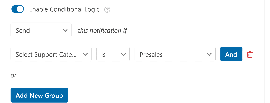 configurar a notificação condicional