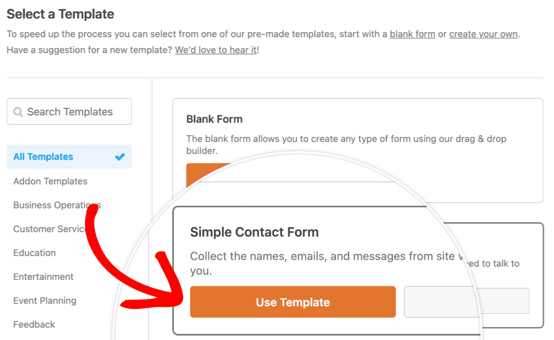 Modelo de formulário de contacto simples