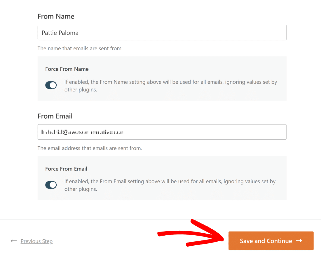 Option "forcer à partir de l'e-mail