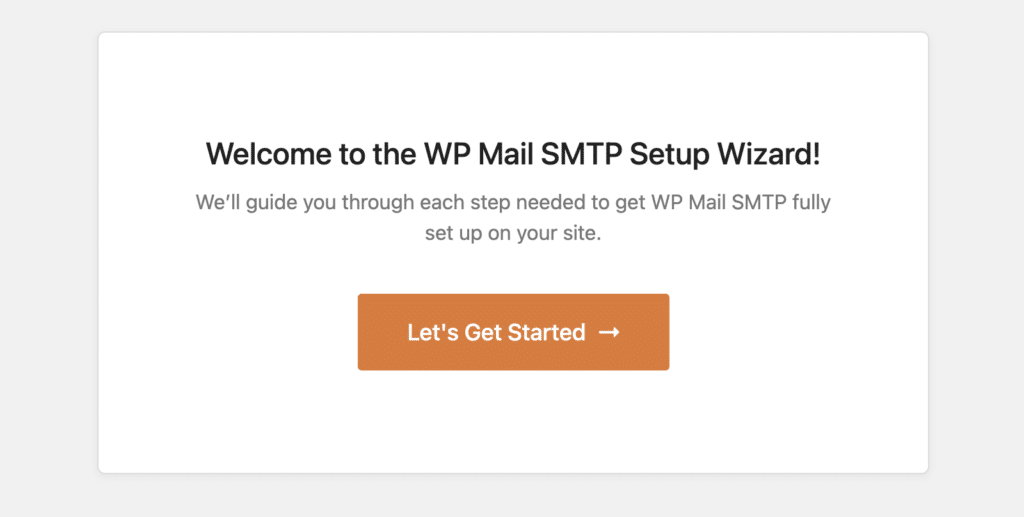 setup-wizard-get-started - WP Mail SMTP Inicie o assistente de configuração do WP Mail SMTP para corrigir o fato de o WPforms não estar enviando e-mails